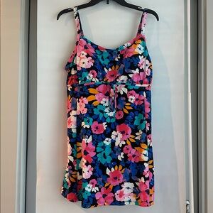 NOWT Alisha Levine Floral One Piece Swimsuit with adjustable straps and bow.
